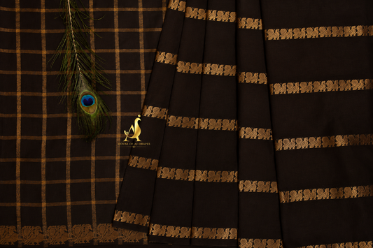 Brown | Brown - Half and Half Madurai Cotton Saree
