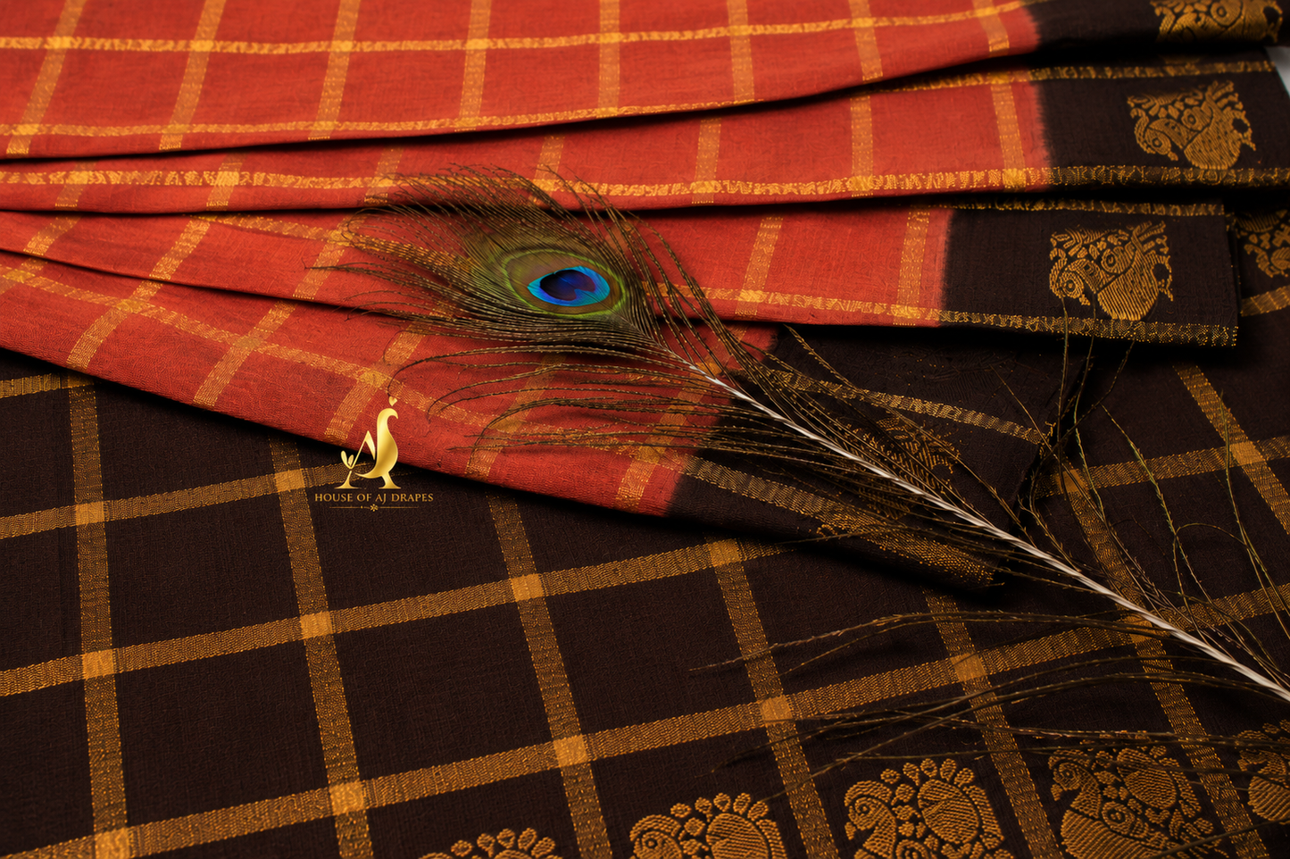 Burnt Brick | Brown - Half and Half Madurai Cotton Saree