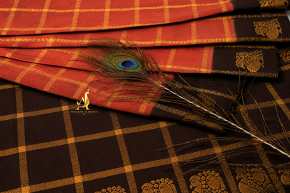 Burnt Brick | Brown - Half and Half Madurai Cotton Saree