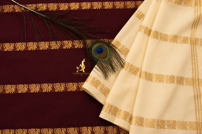 Ivory | Maroon - Half and Half Madurai Cotton Saree