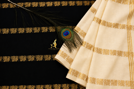 Black | Cream - Half and Half Madurai Cotton Saree