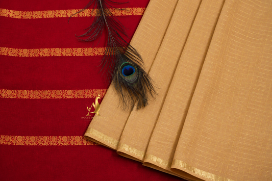 Gold | Red - Half and Half Madurai Cotton Saree