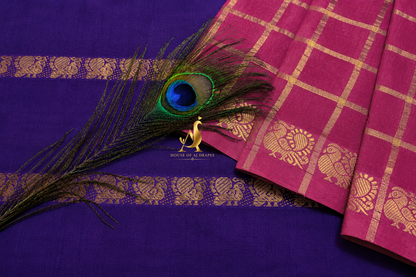 Purple | Pink - Half and Half Madurai Cotton Saree