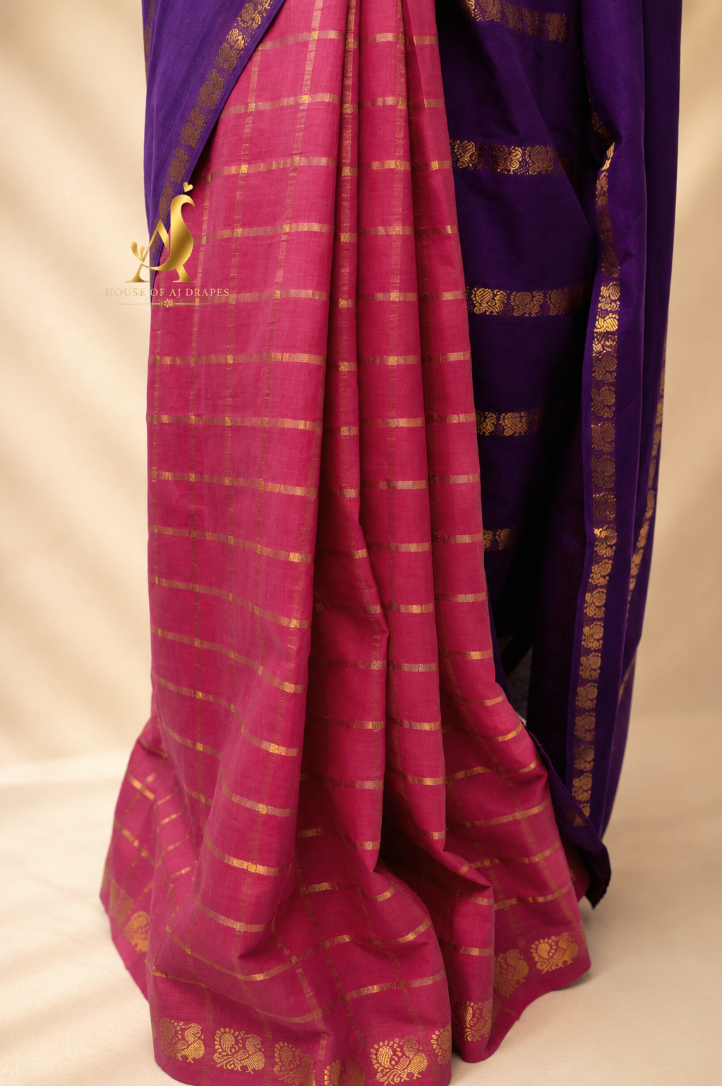 Purple | Pink - Half and Half Madurai Cotton Saree