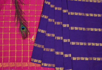 Purple | Pink - Half and Half Madurai Cotton Saree