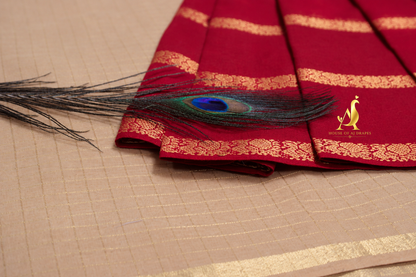 Red | Gold - Half and Half Madurai Cotton Saree