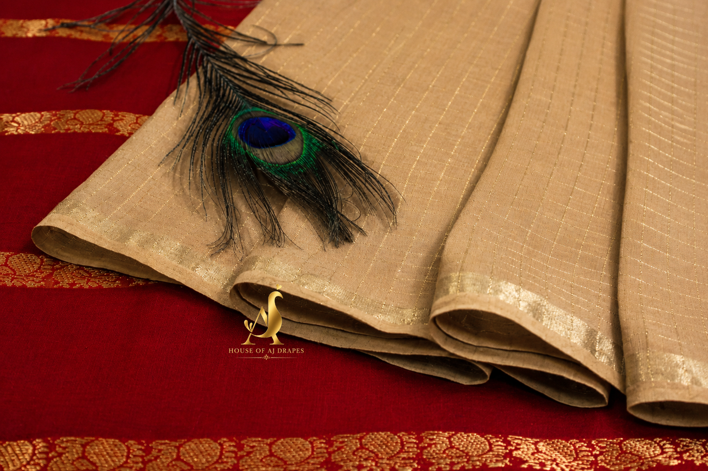Gold | Red - Half and Half Madurai Cotton Saree