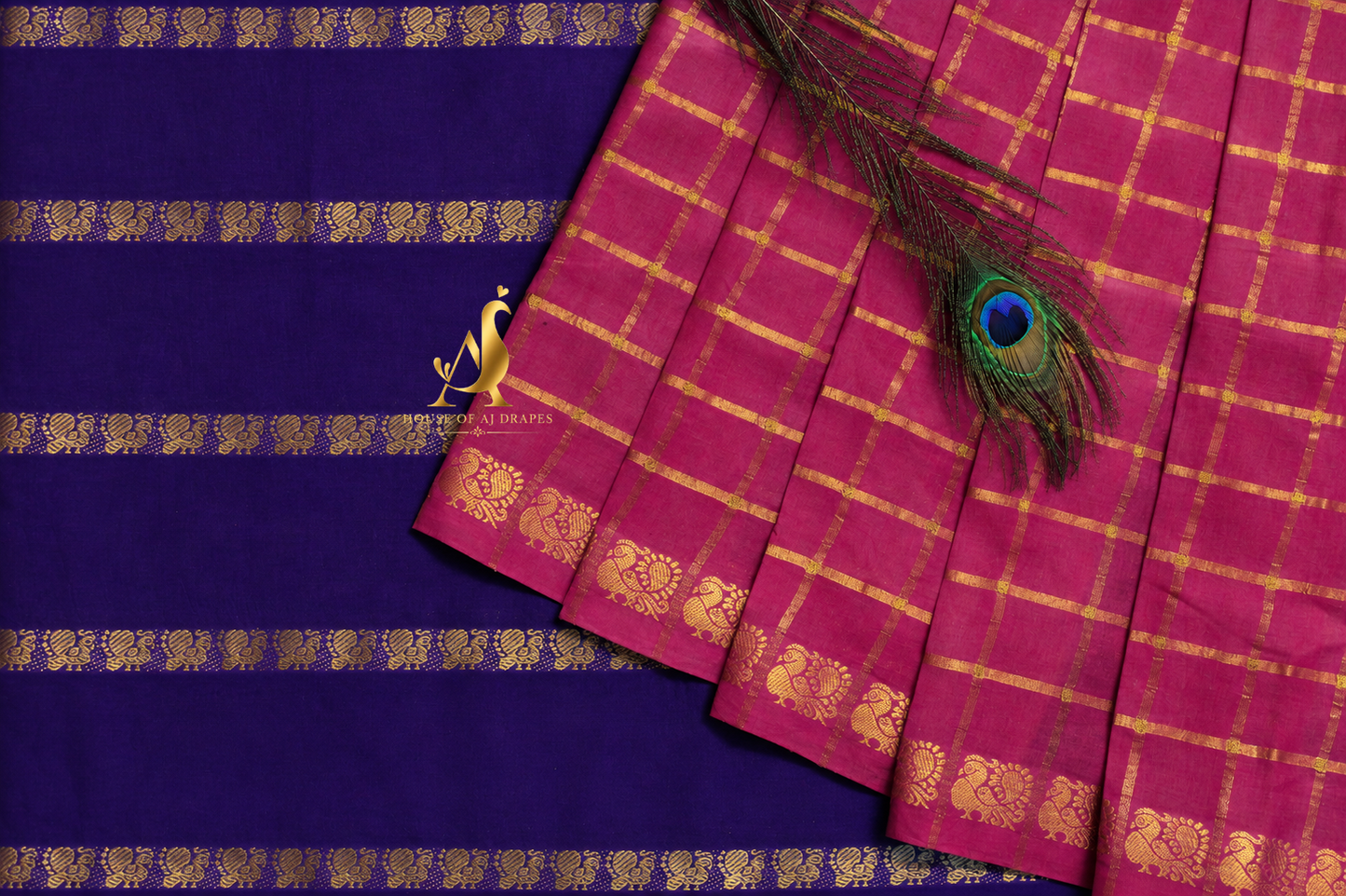 Purple | Pink - Half and Half Madurai Cotton Saree