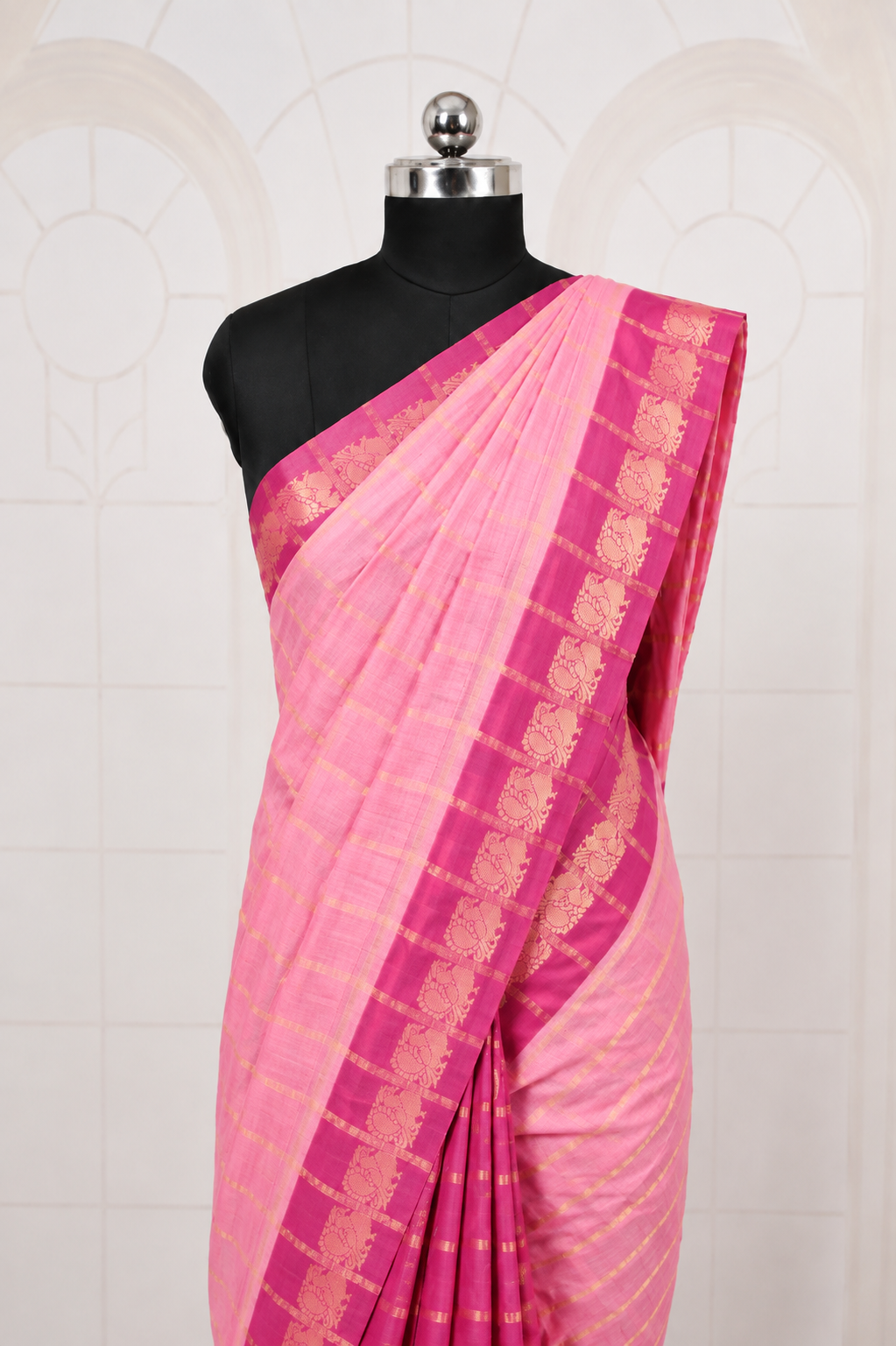 Rose pink | Dark pink - Half and half madurai cotton
