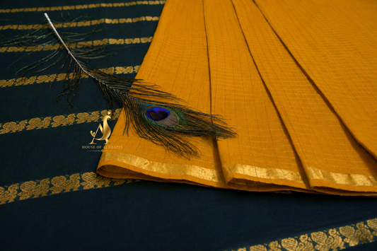 Mustard yellow | Green - Half and Half Madurai Cotton Saree